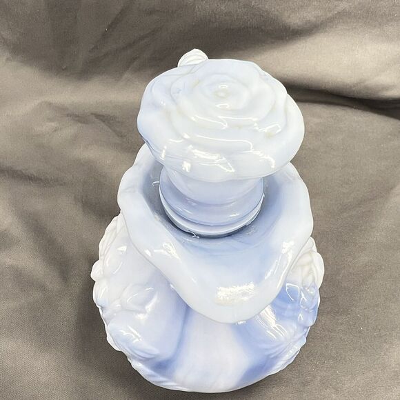 Vintage 1978 Avon Blue Milk Glass Victorian Style Pitcher Perfume Bottle w/Lid - Picture 8 of 8